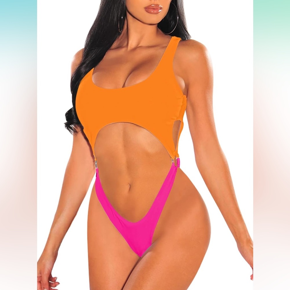 🚘New Women's Sexy One Piece Swimsuits Cheeky Thong Bikini Bathing Suit - Picture 8 of 12
